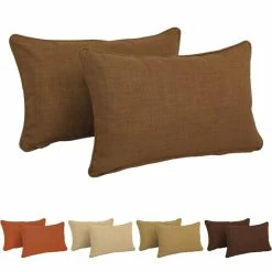 Budget 😉 Blazing Needles Indoor/Outdoor Lumbar Support Pillow (Set Of 2) - 20 X 12 Mocha 🔥