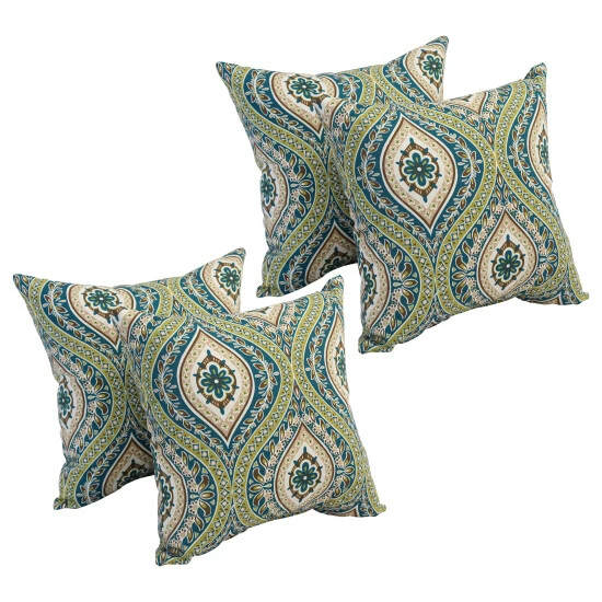 Best Pirce ๐ Blazing Needles 17-inch Square Polyester Outdoor Throw Pillows (Set Of 4) Jasmina Juniper โ - Image 4