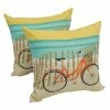 New ❤️ Blazing Needles Solarium Bicycle Sunrise 17-inch Indoor/Outdoor Throw Pillows (Set Of 2) 😀