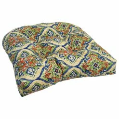 Hot Sale 😉 Blazing Needles 19-inch U-Shaped Spun Polyester Outdoor Tufted Dining Chair Cushion Splendor Opal 🧨