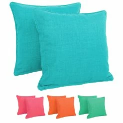 Buy 😀 Blazing Needles 17-inch All-Weather Throw Pillow (Set Of 2) Aqua Blue 👏