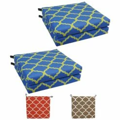Best deal 🔔 Blazing Needles 20-inch By 19-inch Patterned Outdoor Chair Cushions (Set Of 4) Irondaze Cobalt ❤️