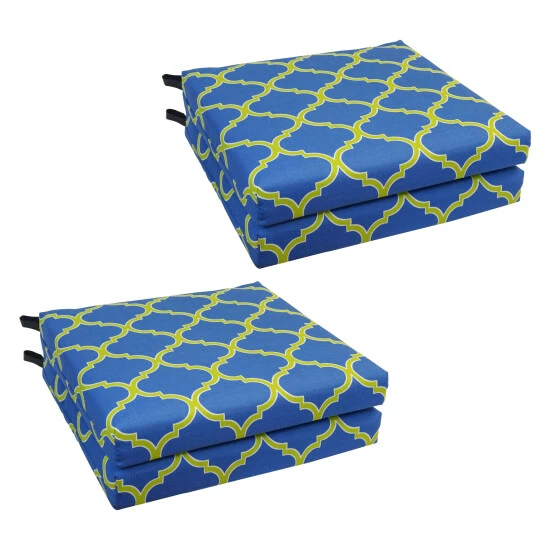 Best deal ๐ Blazing Needles 20-inch By 19-inch Patterned Outdoor Chair Cushions (Set Of 4) Irondaze Cobalt โค๏ธ - Image 2