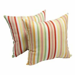 Budget 🎁 Blazing Needles 18-inch 🍬 Candy Stripe Indoor/Outdoor Throw Pillow (Set Of 2) 🛒