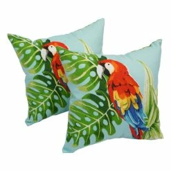 Flash Sale 🥰 Blazing Needles Solarium Parrot Palm 17-inch Indoor/Outdoor Throw Pillows (Set Of 2) ✔️