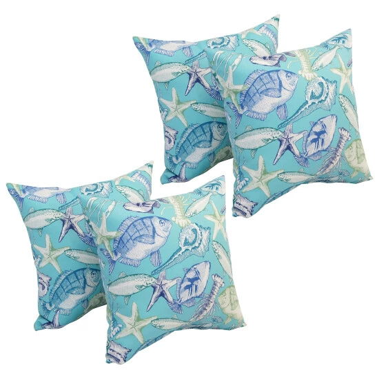 Hot Sale ๐ Blazing Needles 17-inch Square Polyester Outdoor Throw Pillows (Set Of 4) Keyisle Lagoon ๐ - Image 3