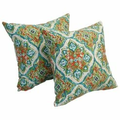 New 🛒 Blazing Needles 17-inch Square Polyester Outdoor Throw Pillows (Set Of 2) Splendor Opal 😍