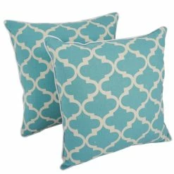 Deals 😀 Blazing Needles 18-inch Blue Lattice Throw Pillow (Set Of 2) ✔️