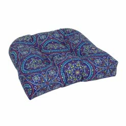 Buy 🔔 Blazing Needles 19-inch U-Shaped Spun Polyester Outdoor Tufted Dining Chair Cushion Alden Confetti 😀