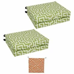 Deals ✨ Blazing Needles 20-inch By 19-inch Patterned Outdoor Chair Cushions (Set Of 4) - 20 X 19 Keyes Kiwi ✨