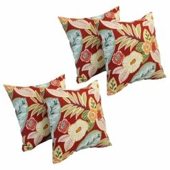 Best deal 😀 Blazing Needles 17-inch Square Polyester Outdoor Throw Pillows (Set Of 4) Marlow Spice ✔️