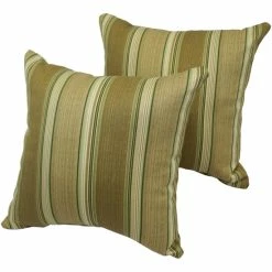 Brand new 🛒 Blazing Needles Olive Stripe 17-inch Indoor/Outdoor Throw Pillow (Set Of 2) 🔔