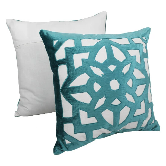 Coupon π Blazing Needles 20-inch Indian Geometric Elegance Velvet Applique Throw Pillows (Set Of 2) π - Image 2