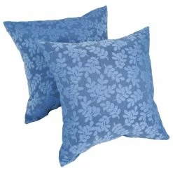 Promo 🔔 Blazing Needles Bleu Floral 17-inch Indoor/Outdoor Throw Pillow (Set Of 2) 🤩