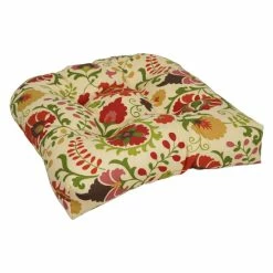 New 🤩 Blazing Needles 19-inch U-Shaped Spun Polyester Outdoor Tufted Dining Chair Cushion Dejana Starling 👏