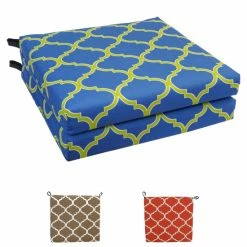 Discount ✔️ Blazing Needles 20-inch By 19-inch Patterned Outdoor Chair Cushions (Set Of 2) - 20 X 19 Irondaze Cobalt ❤️
