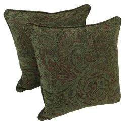 Top 10 👏 Blazing Needles Corded Floral Green Jacquard Chenille 18-inch Throw Pillows (Set Of 2) 👏