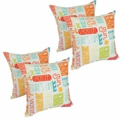Best Pirce ⌛ Blazing Needles Solarium ☀️ Summer Fun 17-inch Indoor/Outdoor Throw Pillows (Set Of 4) ❤️