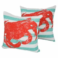 Best Pirce 🤩 Blazing Needles Solarium King Crab 17-inch Indoor/Outdoor Throw Pillows (Set Of 2) ✔️