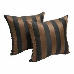Best Pirce 👏 Blazing Needles Chocolate Stripe 17-inch Indoor/Outdoor Throw Pillow (Set Of 2) ⭐