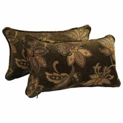 Top 10 🎁 Blazing Needles 18-inch Corded Patterned Jacquard Chenille Lumbar Throw Pillows (Set Of 2) Brown Floral 🌟
