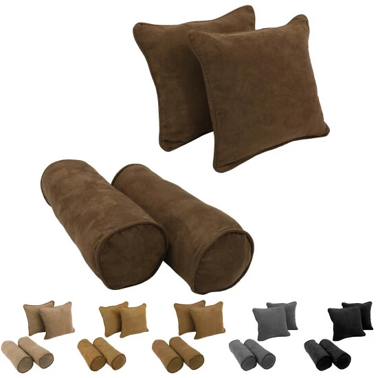 Deals ๐งจ Blazing Needles Microsuede Throw Pillows Set (Set Of 4) Java ๐ฅ