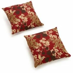 Budget ✨ Blazing Needles Floral/ Stripe 18-inch Throw Pillows (Set Of 2) Montserrat Sangria 🔔