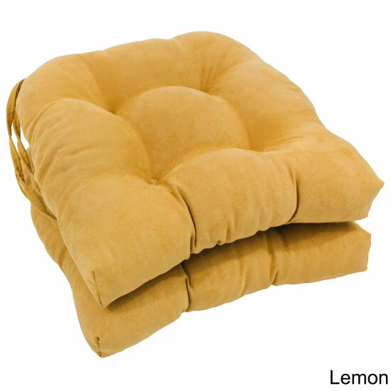 Promo ๐ Blazing Needles 16-inch Microsuede Dining Chair Cushion (Set Of 2) Lemon ๐ฏ - Image 4