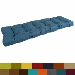 Hot Sale 🔔 Blazing Needles 55-inch By 19-inch Tufted Solid Outdoor Spun Polyester Loveseat Cushion Aqua Blue ✔️