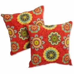 Best deal 👍 Blazing Needles 18-inch All-weather Throw Pillow (Set Of 2) Farrington Terrace Grenadine 👏